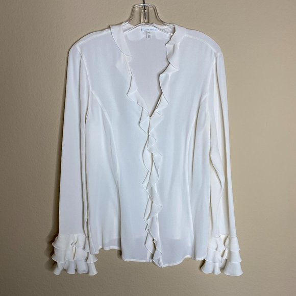 escada silk blouse w/ ruffle detail